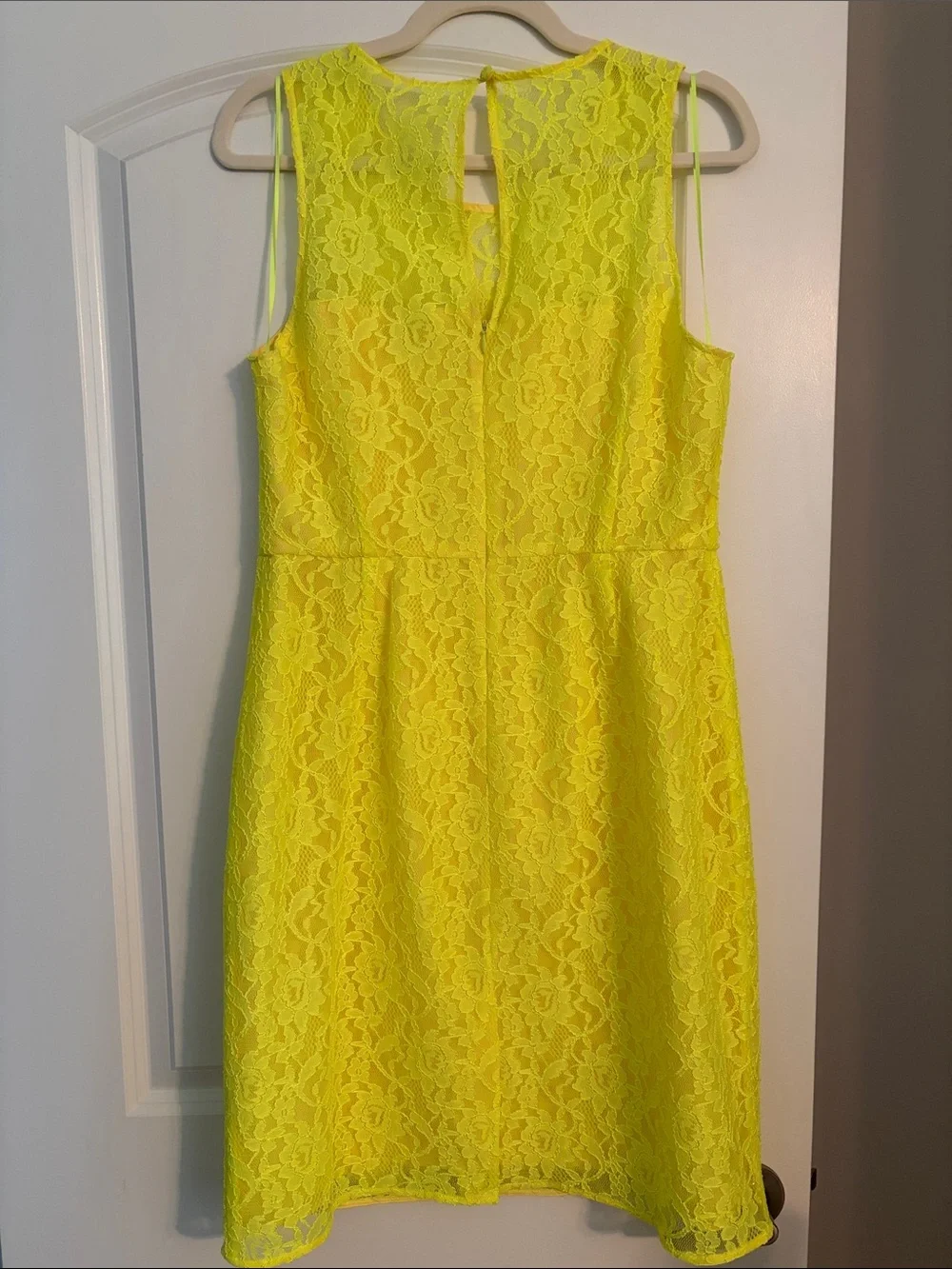 Women’s J. Crew Neon Yellow Lace Mini Dress size 10